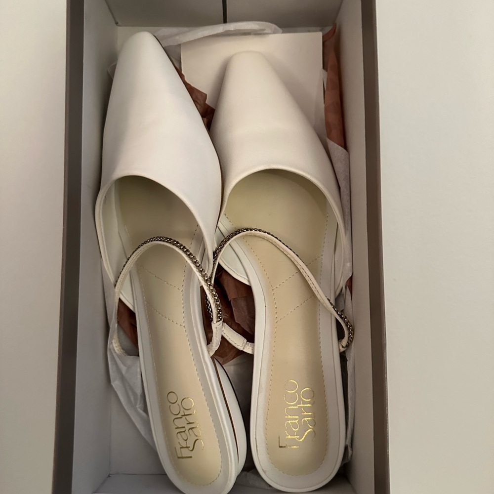 Franco Sarto white flats